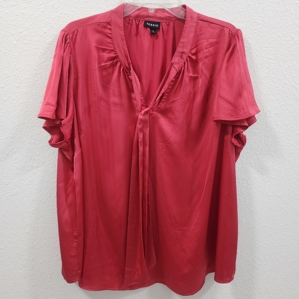 Torrid Red V-Neck Blouse Size 2.